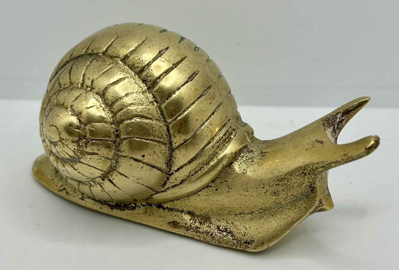 Vintage Brass Lucky Snail Paperweight Figurine 3 1/2\