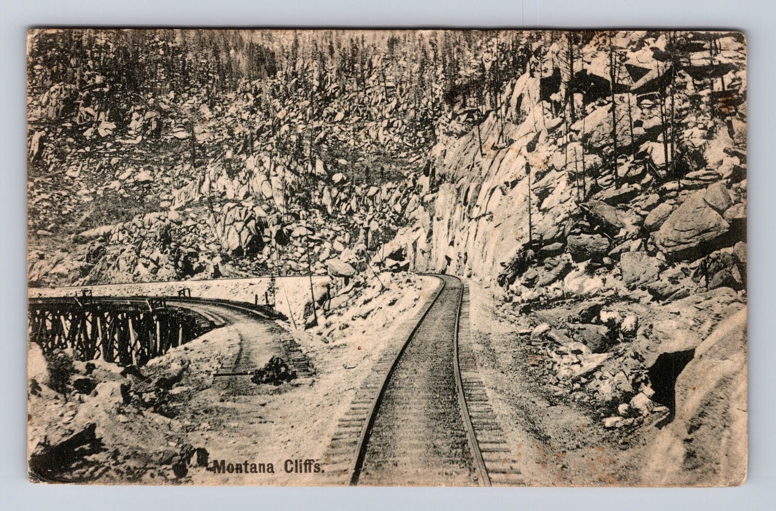 MT-Montana, Montana Cliffs, Antique, Vintage c1908 Souvenir Postcard