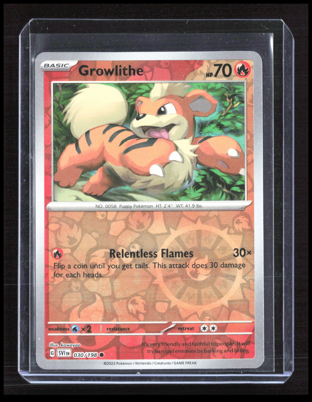 Growlithe 030/198 Reverse Holo Scarlet Violet Base Pokemon tcg Card CB-2-1-D-20