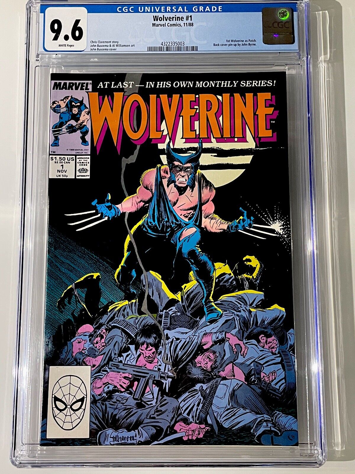 Wolverine 1 CGC 9.6 1st Wolverine As Patch Marvel White Pages X-men