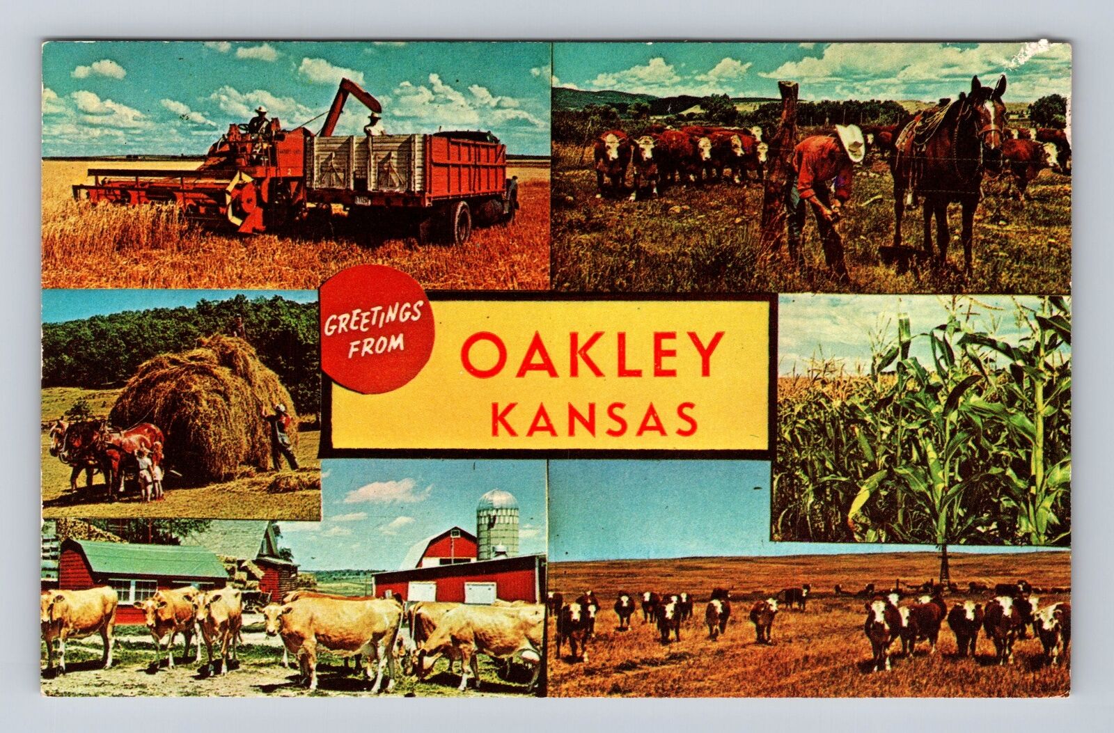 Oakley KS-Kansas, General Greetings Landmarks, Antique, Vintage Postcard