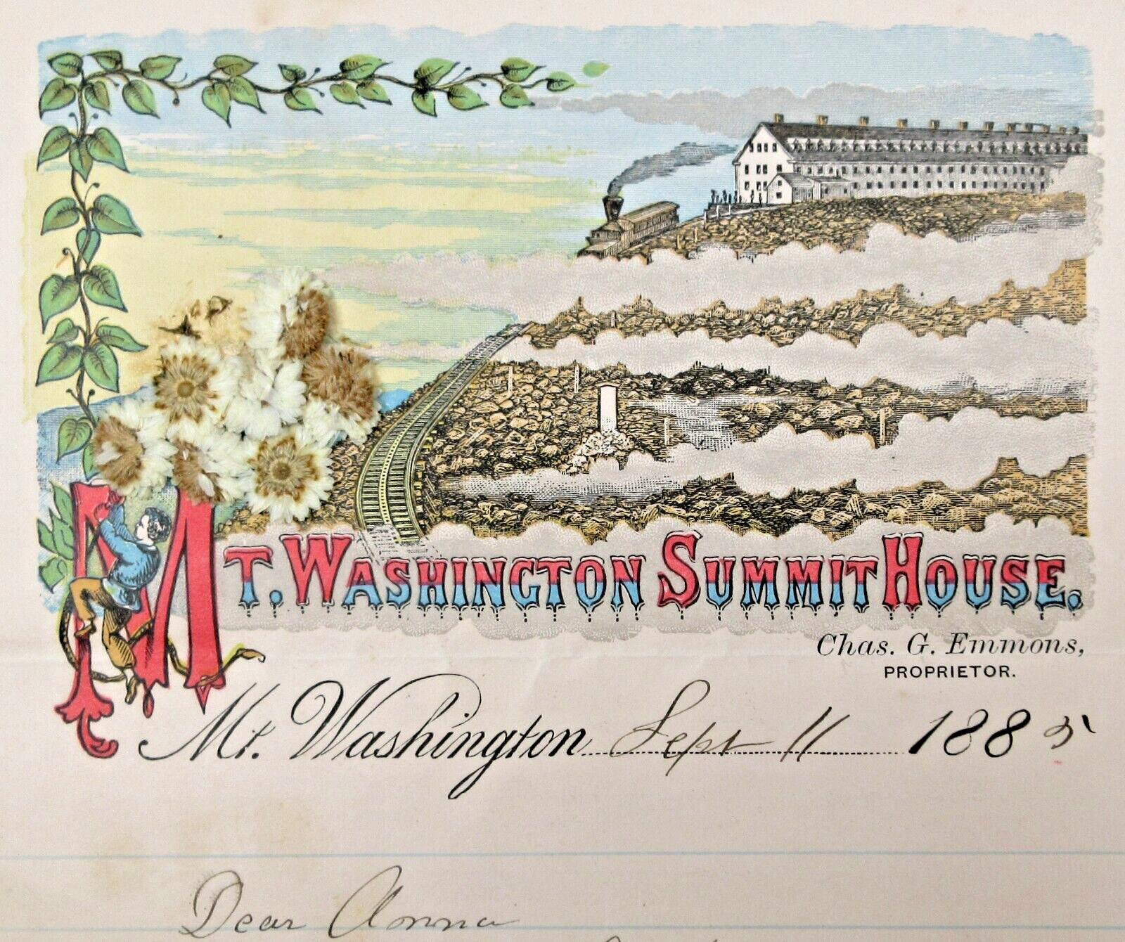 Mount Washington Summit House Hotel NH Illustrated Letterhead Envelope 1886