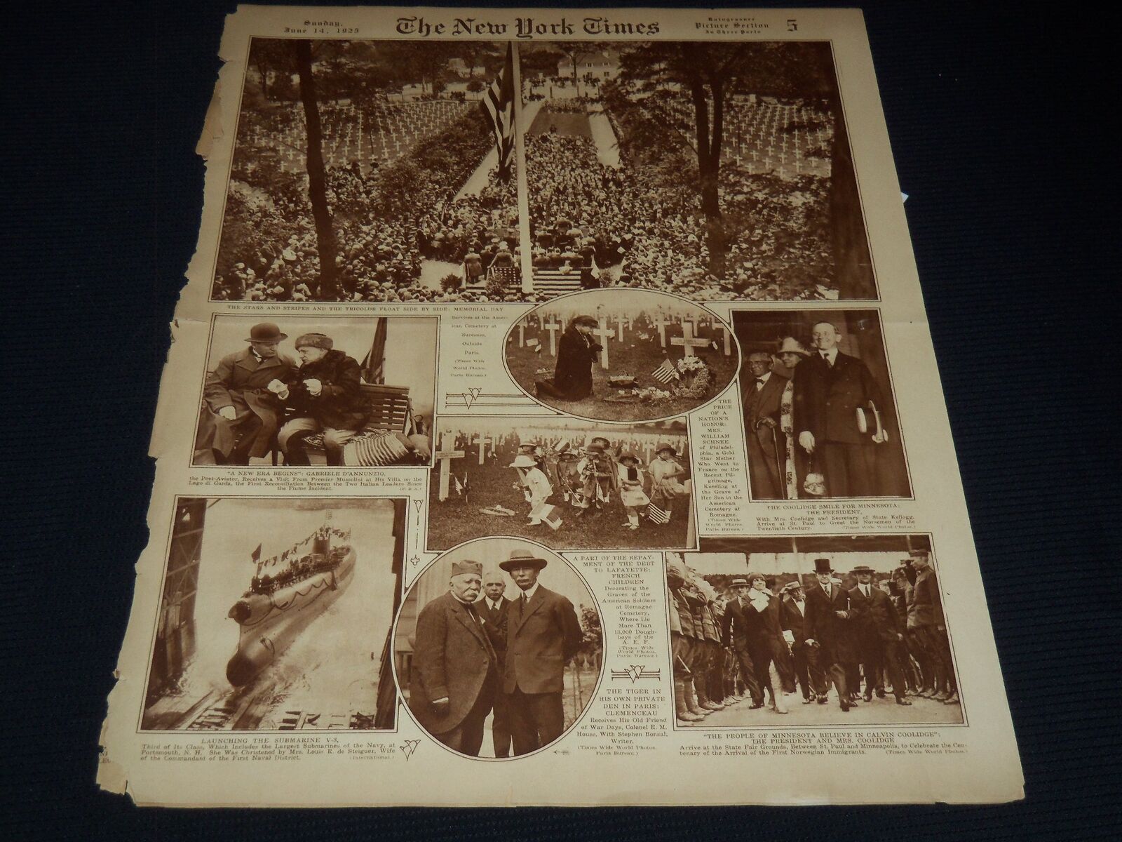 1925 JUNE 14 NEW YORK TIMES PICTURE SECTION - MEMORIAL DAY - PHOTOS - NT 9492