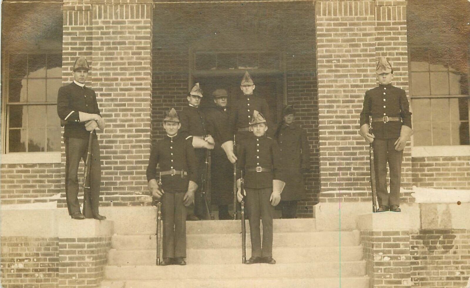 Postcard Massachusetts Milton East Young Men Military Uniforms Koester 23-2926