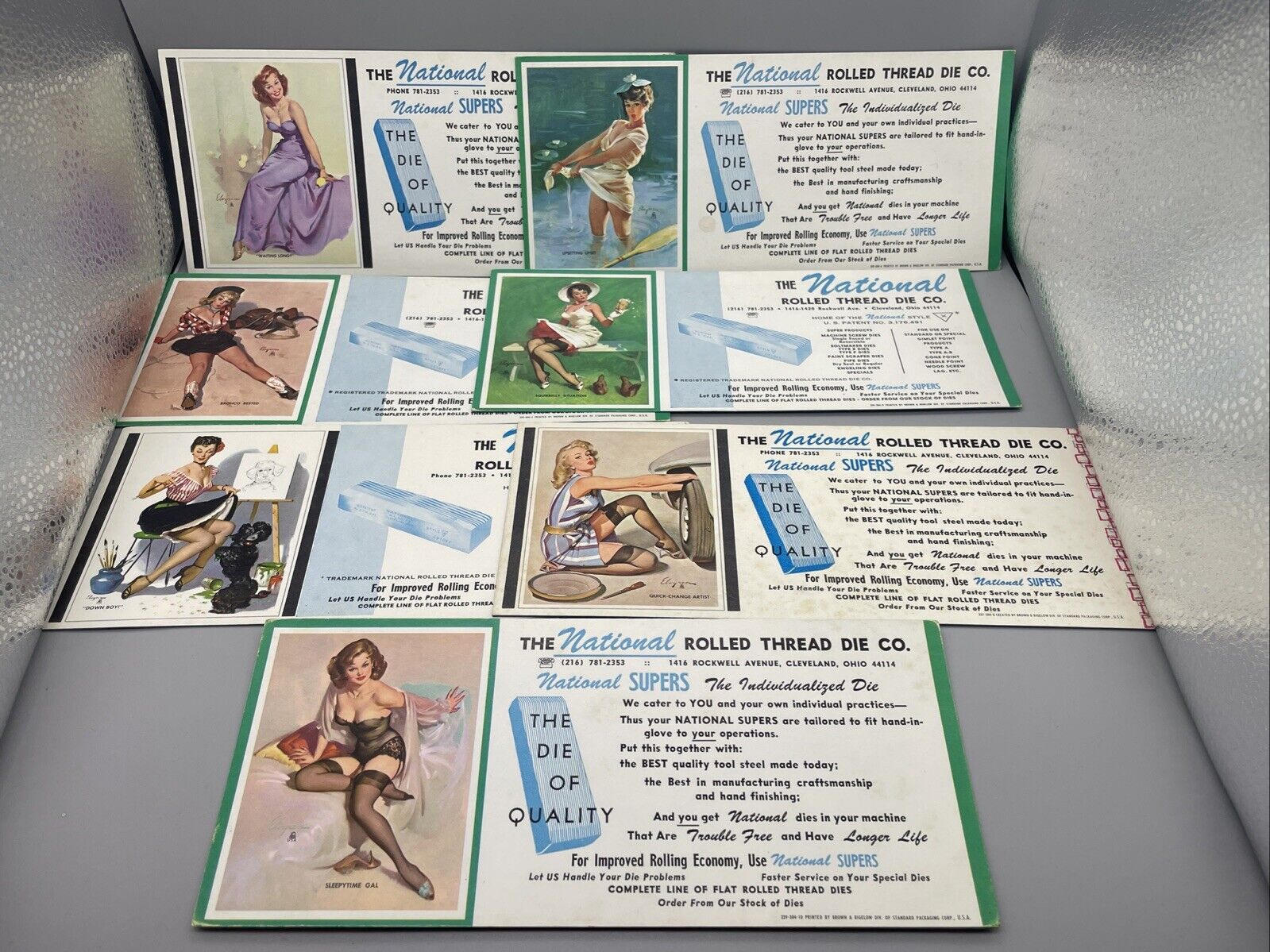 National Rolled Thread Die Co Ohio Vtg Advertising Sexy Ink Blotter - Lot of 7