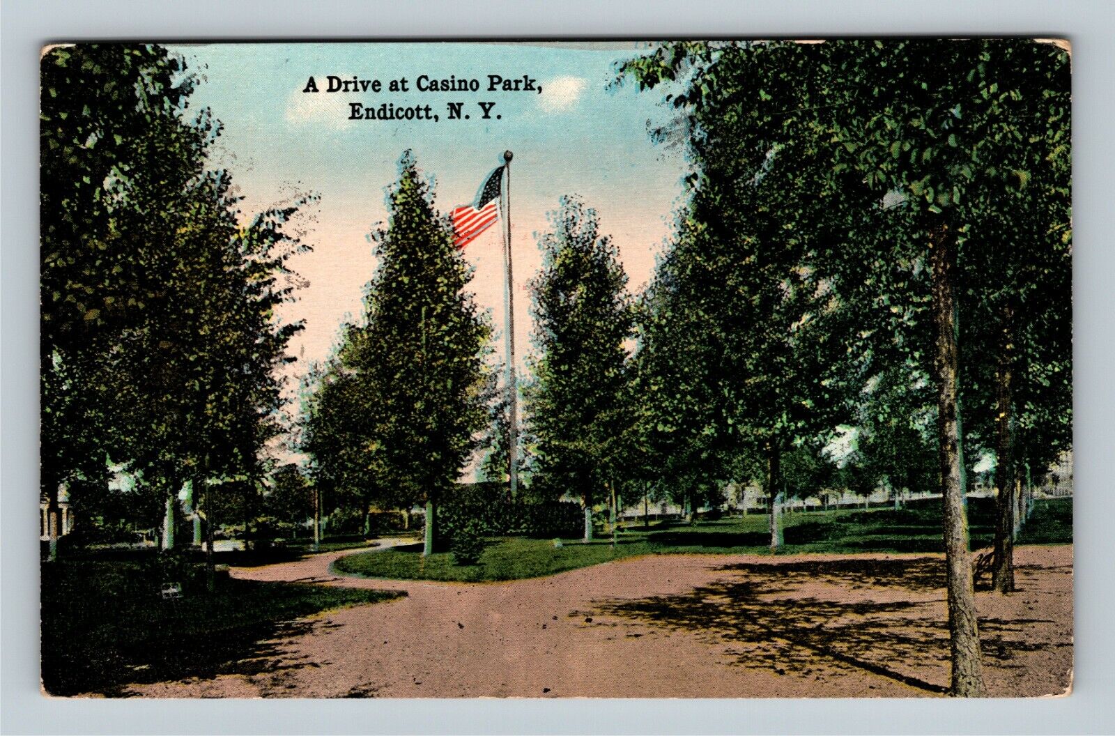 Endicott NY, A Drive at Casino Park, New York c1910 Vintage Postcard