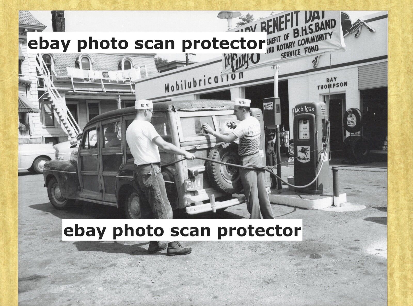 VT Brattleboro August 1954 Historic PHOTO MOBIL GAS STATION BENEFIT BHS #09