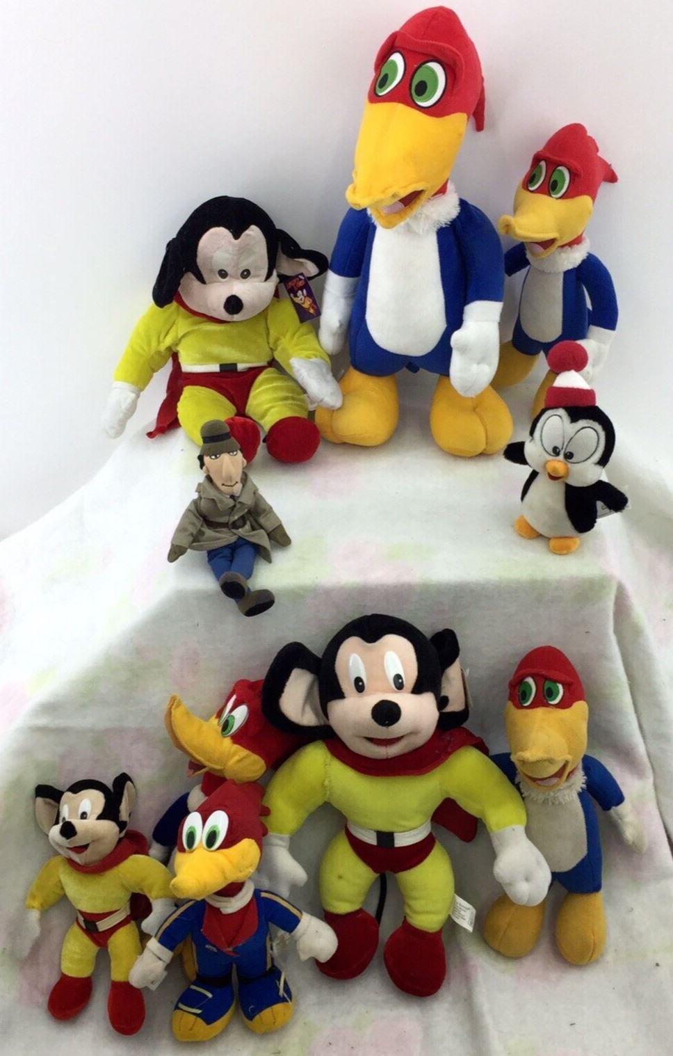 VTG LOT of 10 Woody Woodpecker Mighty Mouse Chilly Willy Old Cartoons Plush Toys