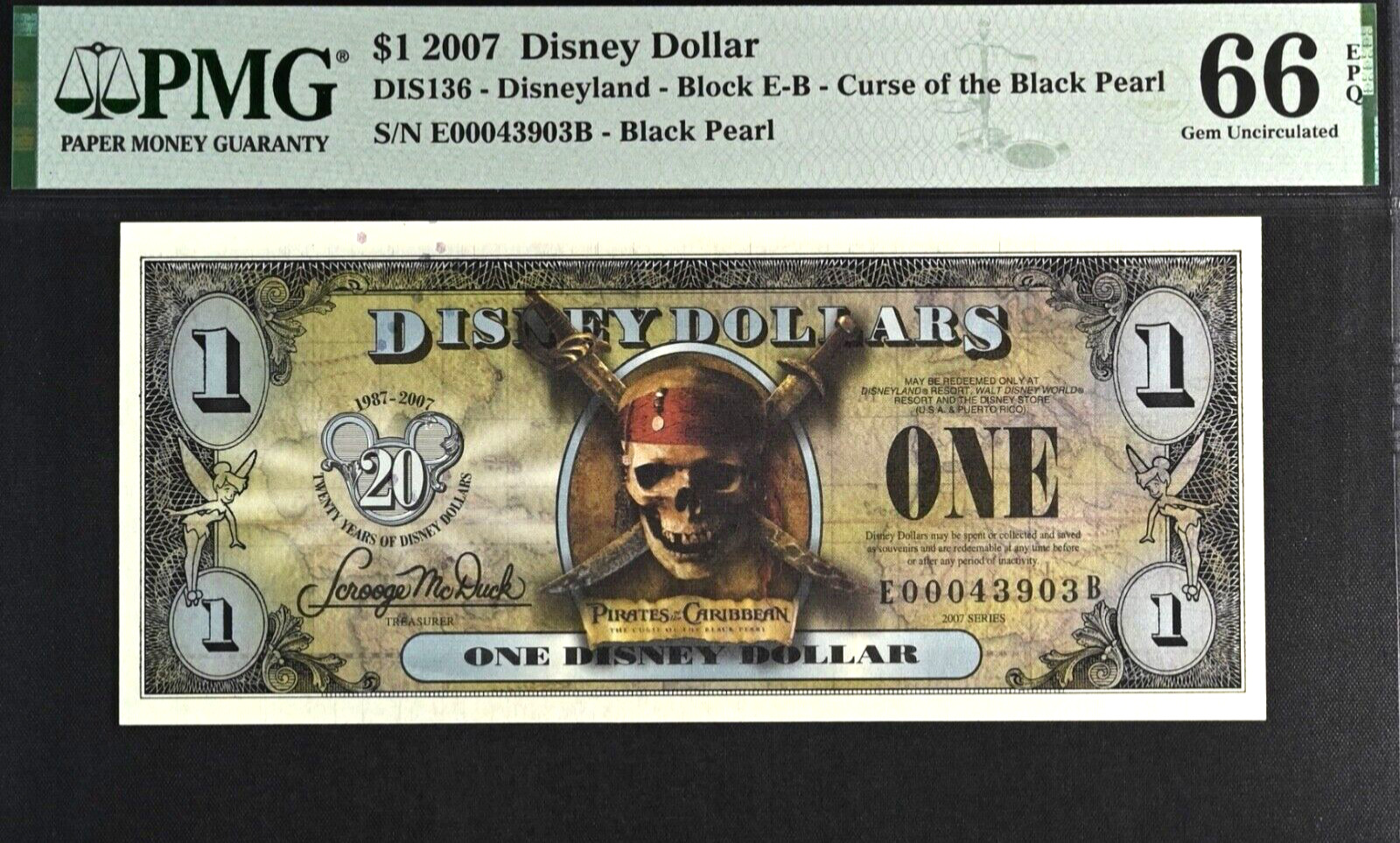 2011 & 2007 Complete Set of Disneyland Pirates of the Caribbean Disney Dollars