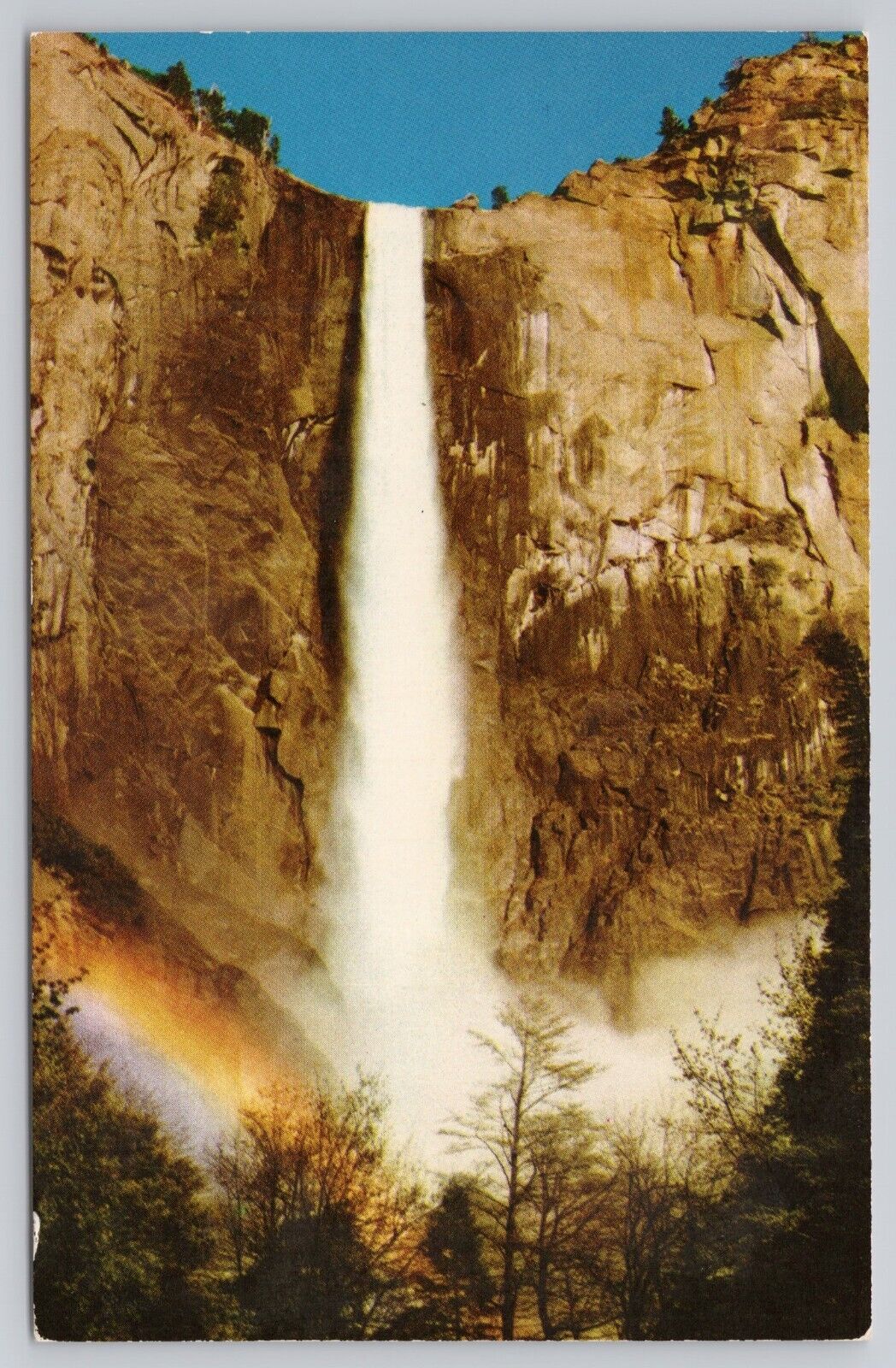 Yosemite National Park California, Bridal Veil Falls Waterfall, Vintage Postcard