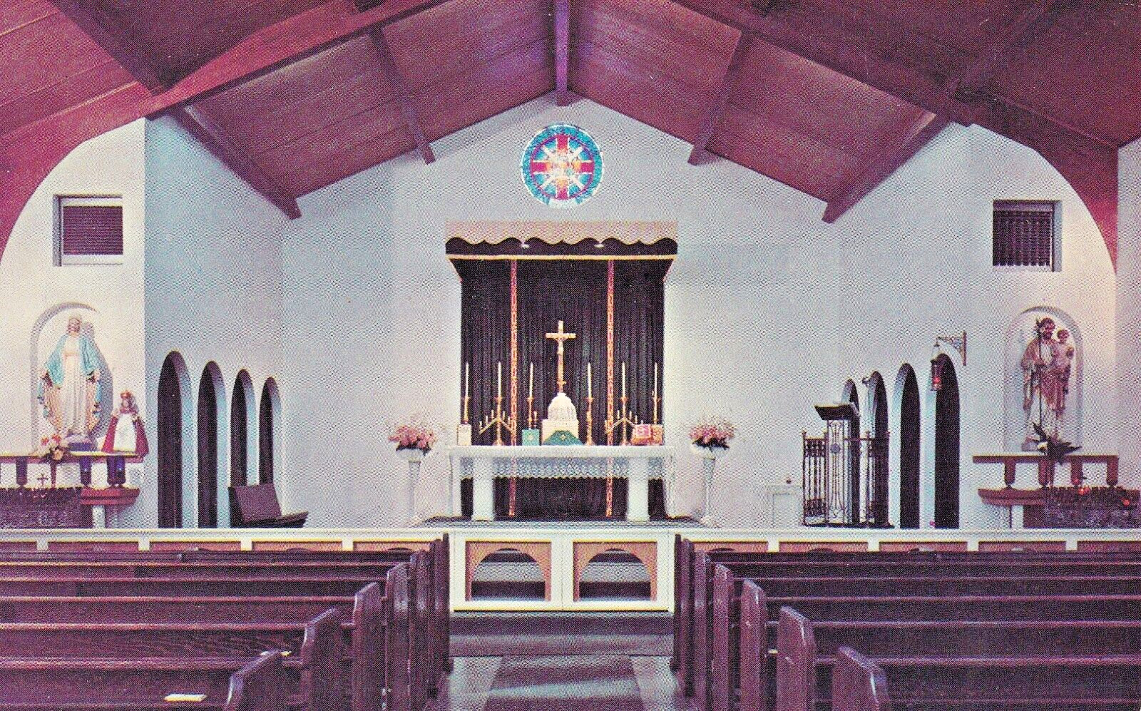 Postcard CA Carlsbad California St Patrick\'s Church Interior View I5