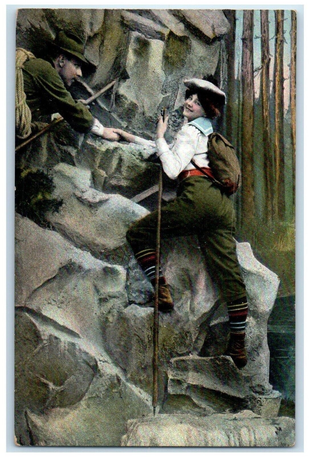 c1910\'s Couple Mining Romance Rope Part 1 Unposted Antique Postcard