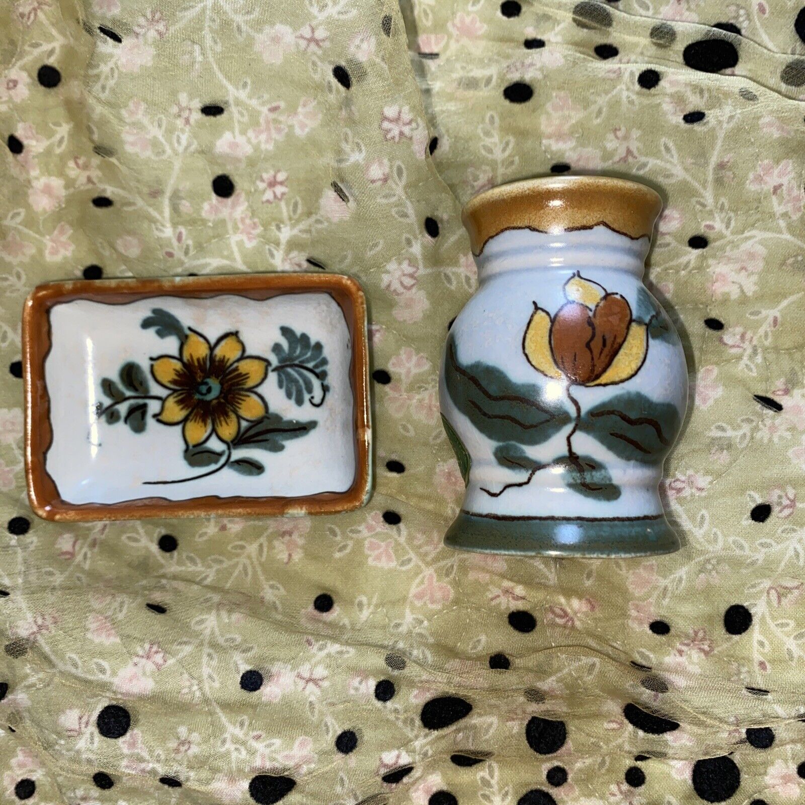 TWO Vintage: 3612 Royal Zuid Holland GOUDA  3” x 2” 5215 & 3247 vase 5250