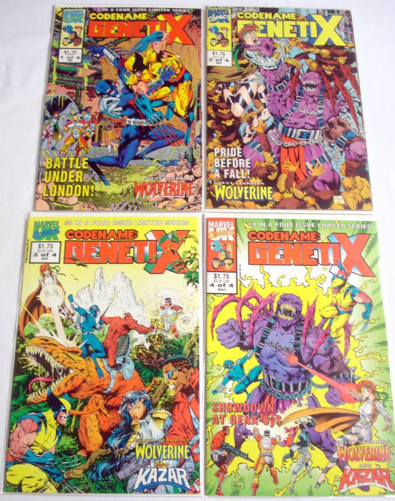 Codename: Genetix #1, #2, #3, #4 Complete Series Fine Marvel Comics 1993