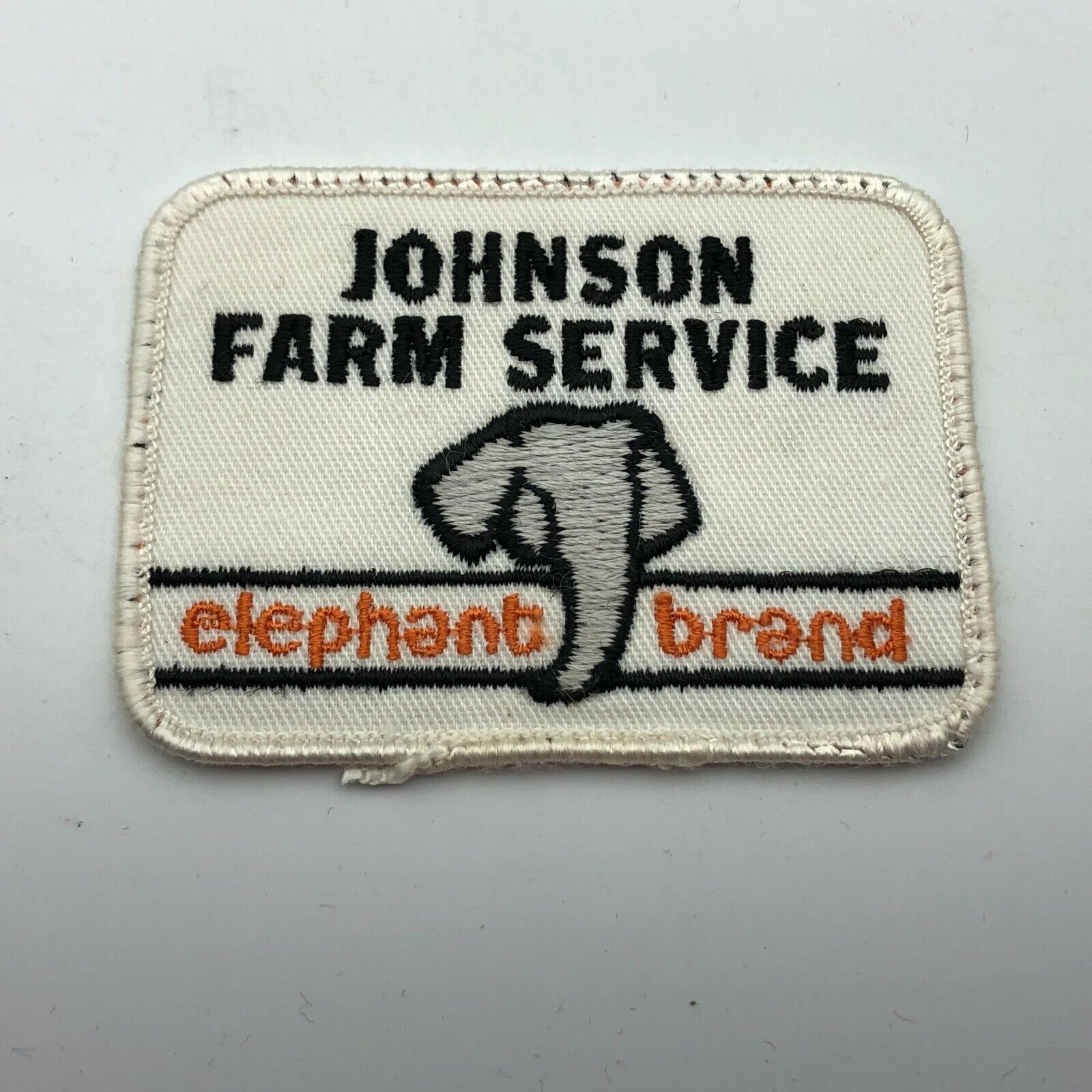 JOHNSON FARM SERVICE Elephant Brand Agriculture Hat Uniform Patch Vintage Scarce
