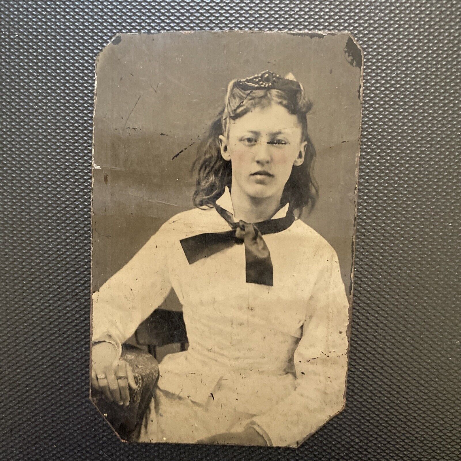 ATQ Circa 1840 1865 Tintype Young Girl In All White