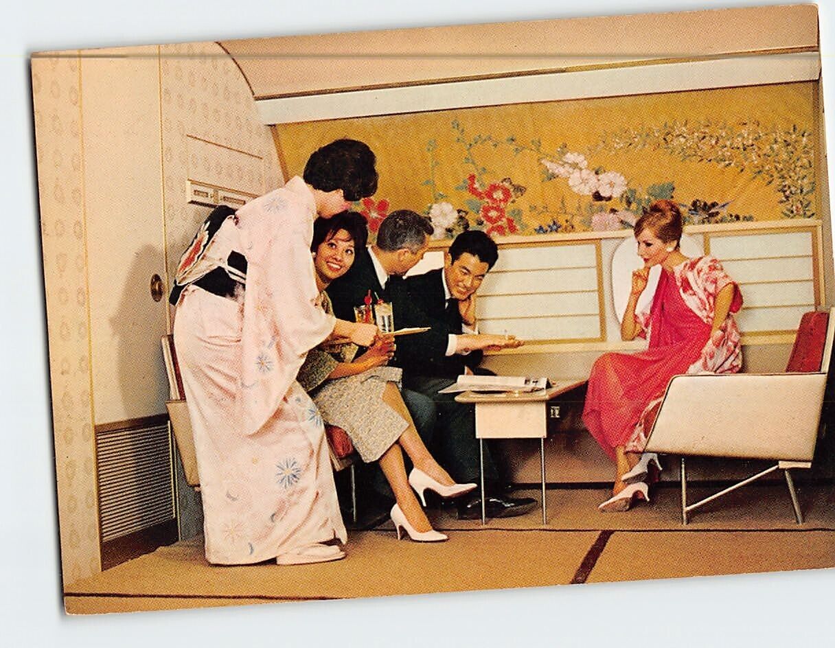 Postcard The Kikunoma (Chrysanthemum Room ) First Class Lounge Japan Airlines