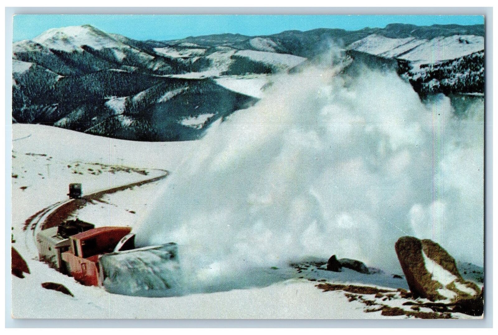 c1950\'s Clearing Huge Snowdrifts On Cog Road To Summit Of Pikes Peak CO Postcard
