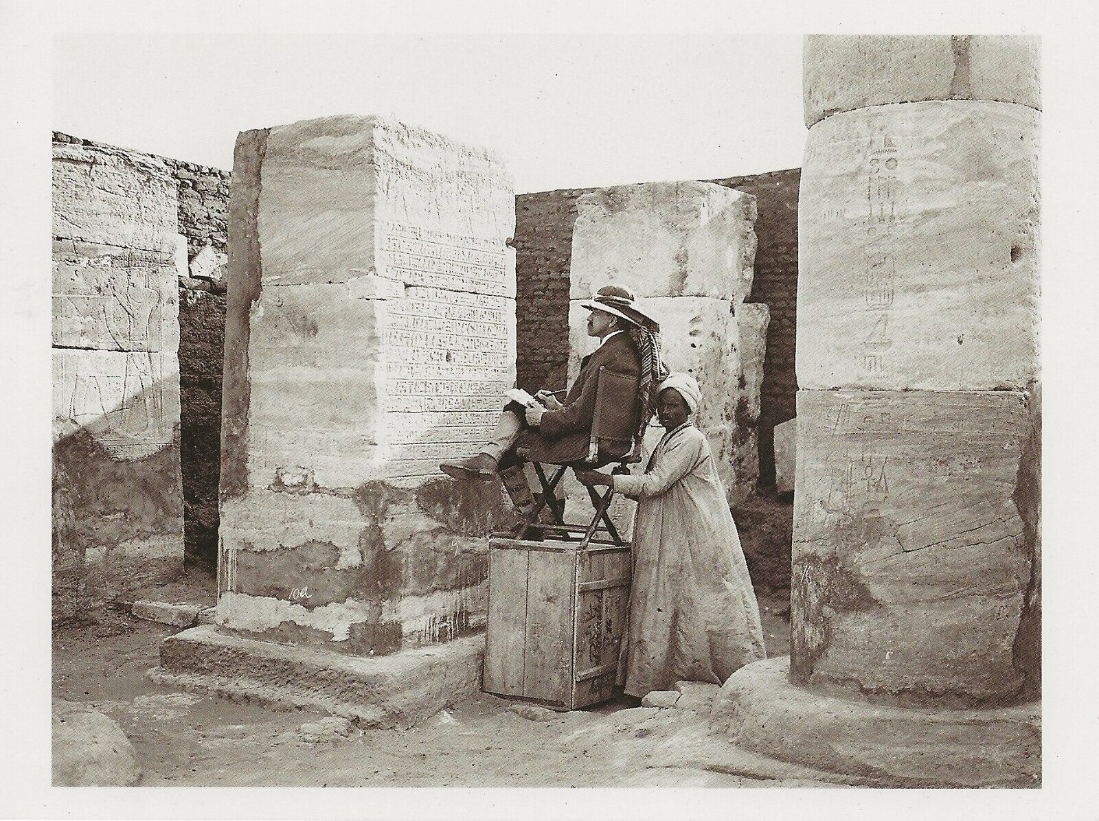 Postcard Egypt Wadi Halfa U of Chicago Professor Copying Inscription 1906 MINT 