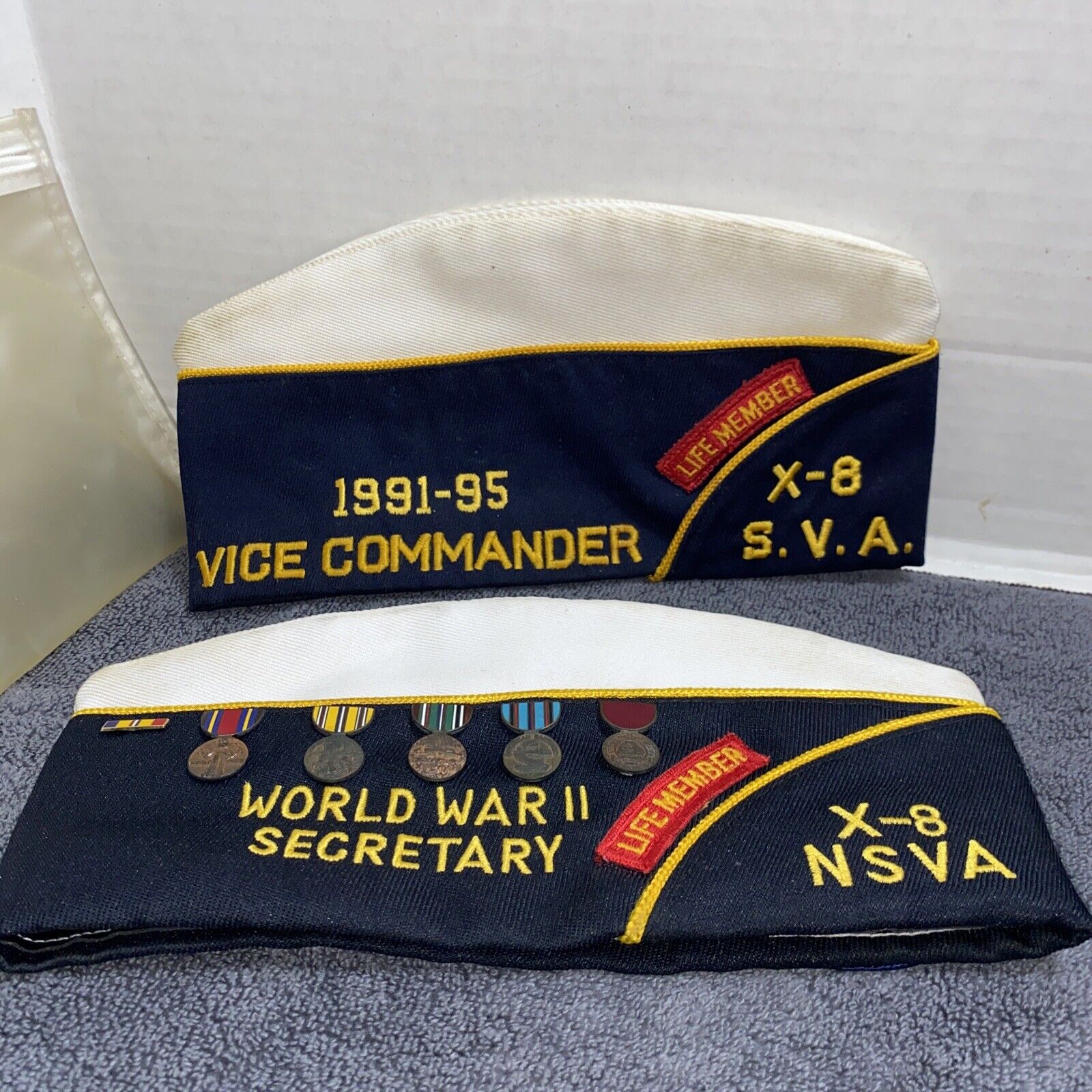 2 Seabees Hat WW2 American Legion Life Member Secretary And Vice Commander