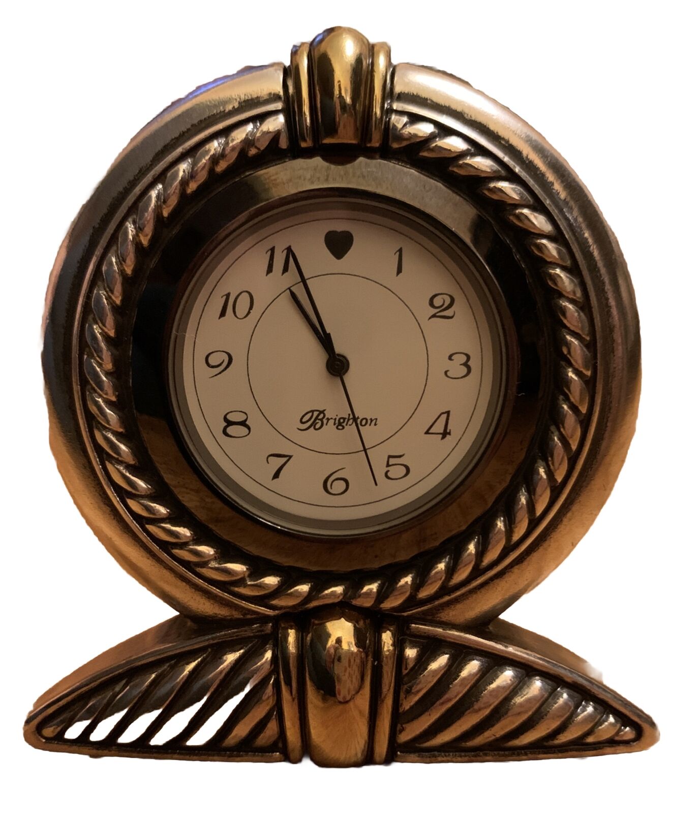 Brighton Desk Clock Collectible Silver and Gold Tone with Original Box