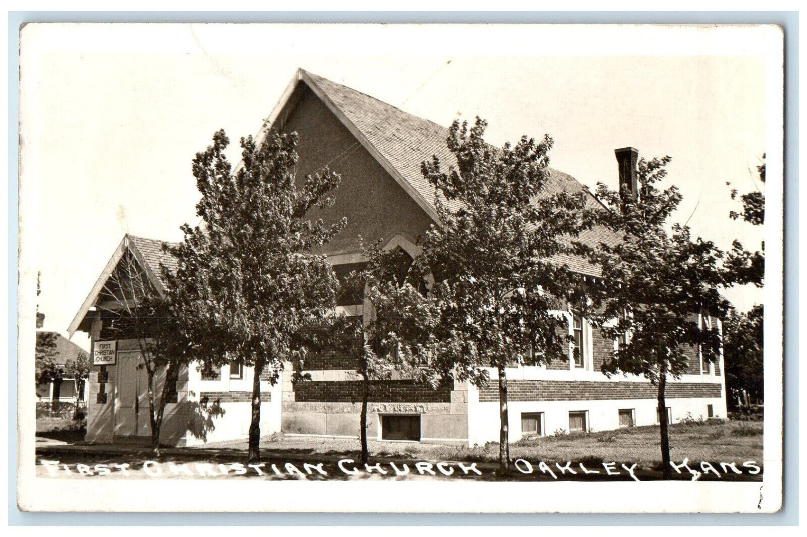 c1930\'s First Christian Church Oakley Kansas KS Vintage RPPC Photo Postcard