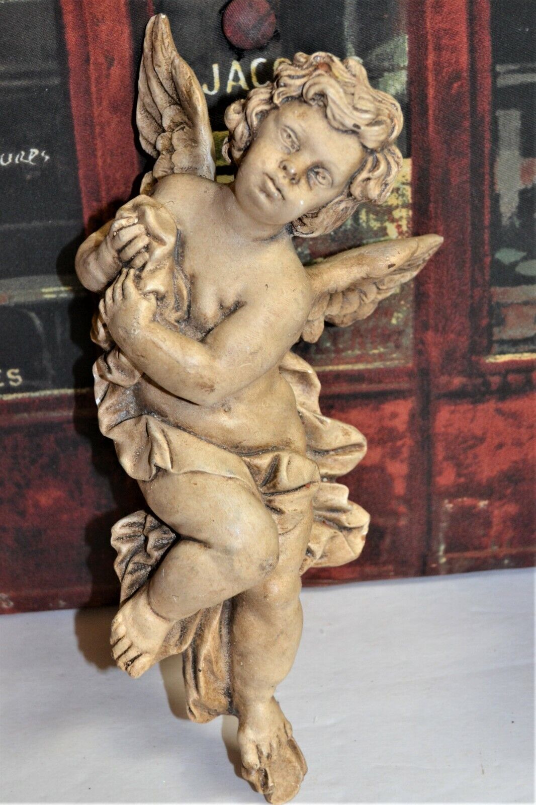 Antique ANGEL CHERUB Putto Wall Art Nouveau Angel Draped FIGURE Figurine Putti