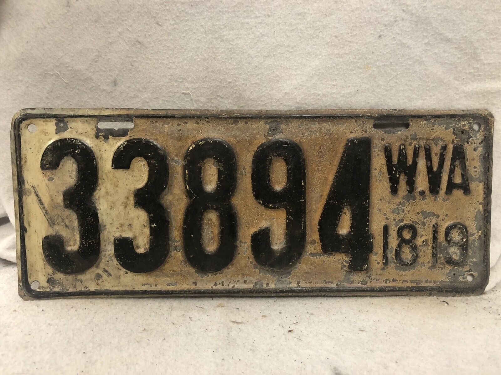 Vintage 1918/1919 West Virginia License Plate
