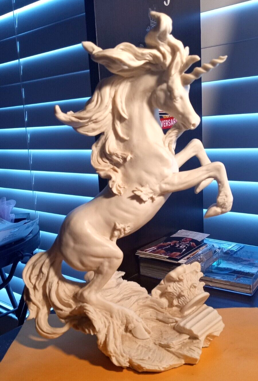 1992 Christian, Venice Italy, Bearded Unicorn Standing Resin Figurine, Signed