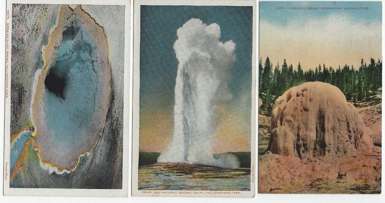 Three Views Yellowstone NP Views Early1900\'s, Official Souvenirs, Early 1900\'s