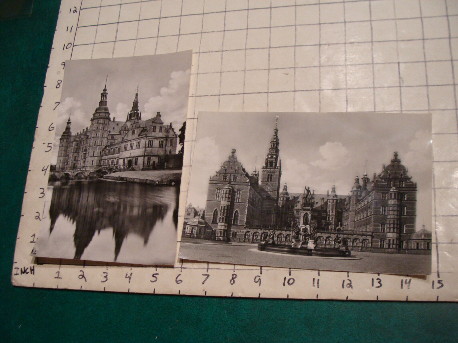 vintage Postcard: 2 extra large REAL PHOTO, FREDERIKSBORG DENMARK