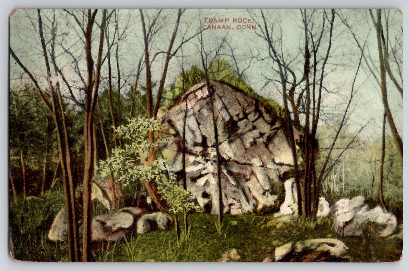 Tramp Rock Scenic View Canaan CT Connecticut Postcard 1917 RARE