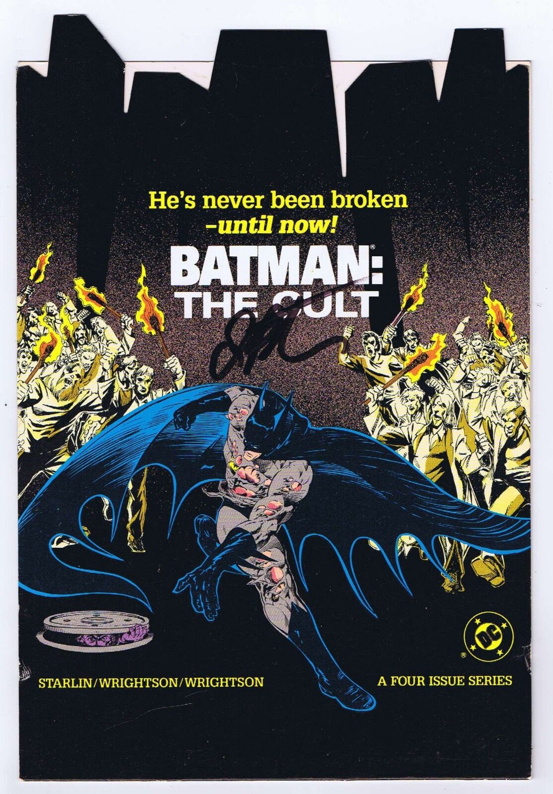 Batman The Cult Promotional Header Card Signed w/COA Jim Starlin 1988 DC Comics