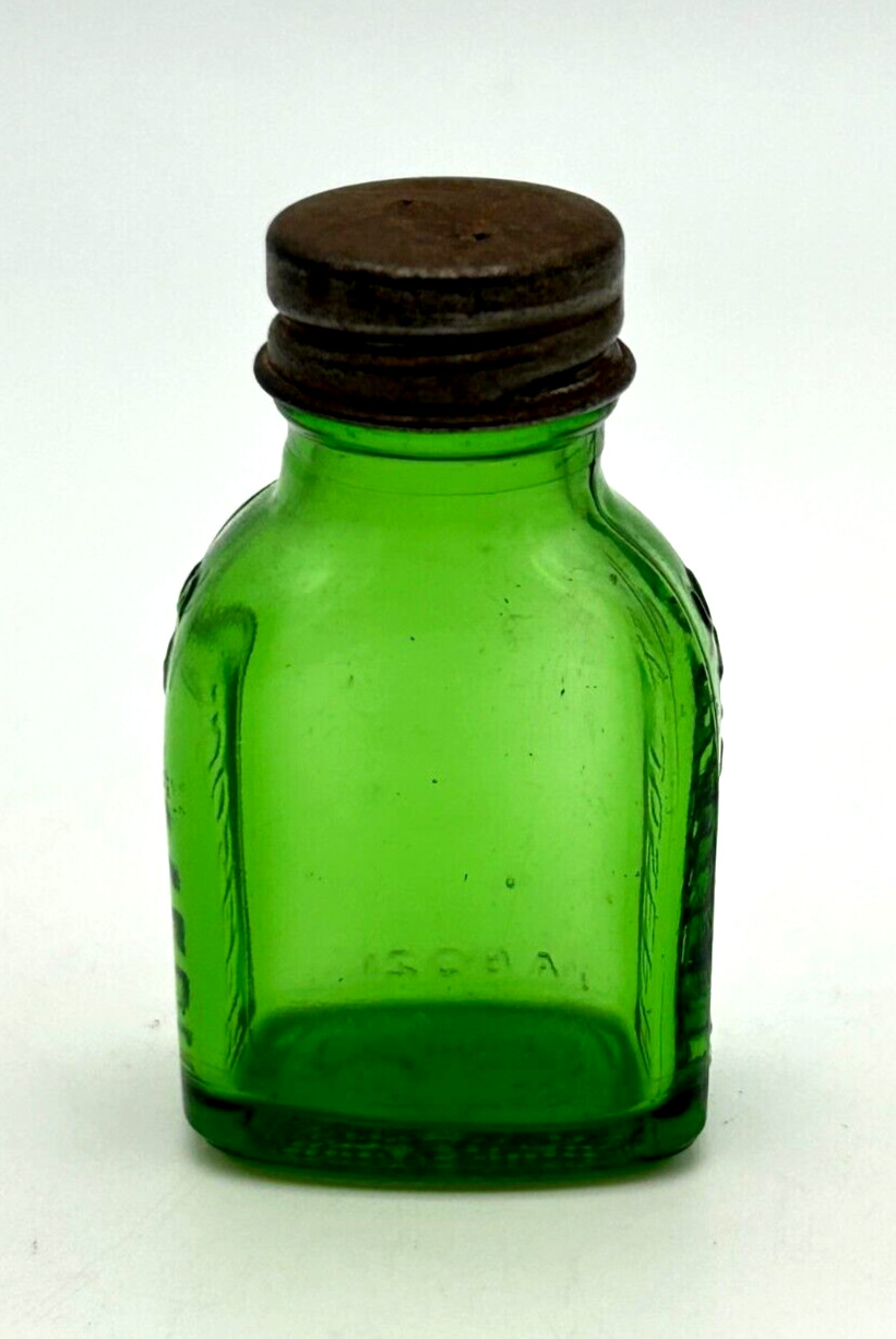 VTG St. Joseph Aspirin Green Glass Bottle w/ Lid ~ Owens-IL ~1944 Date Code