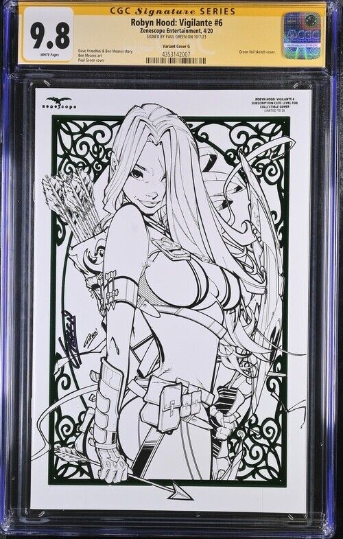 Zenescope\'s Robyn Hood Vigilante #6G LE25 signed by Paul Green graded by CGC 9.8