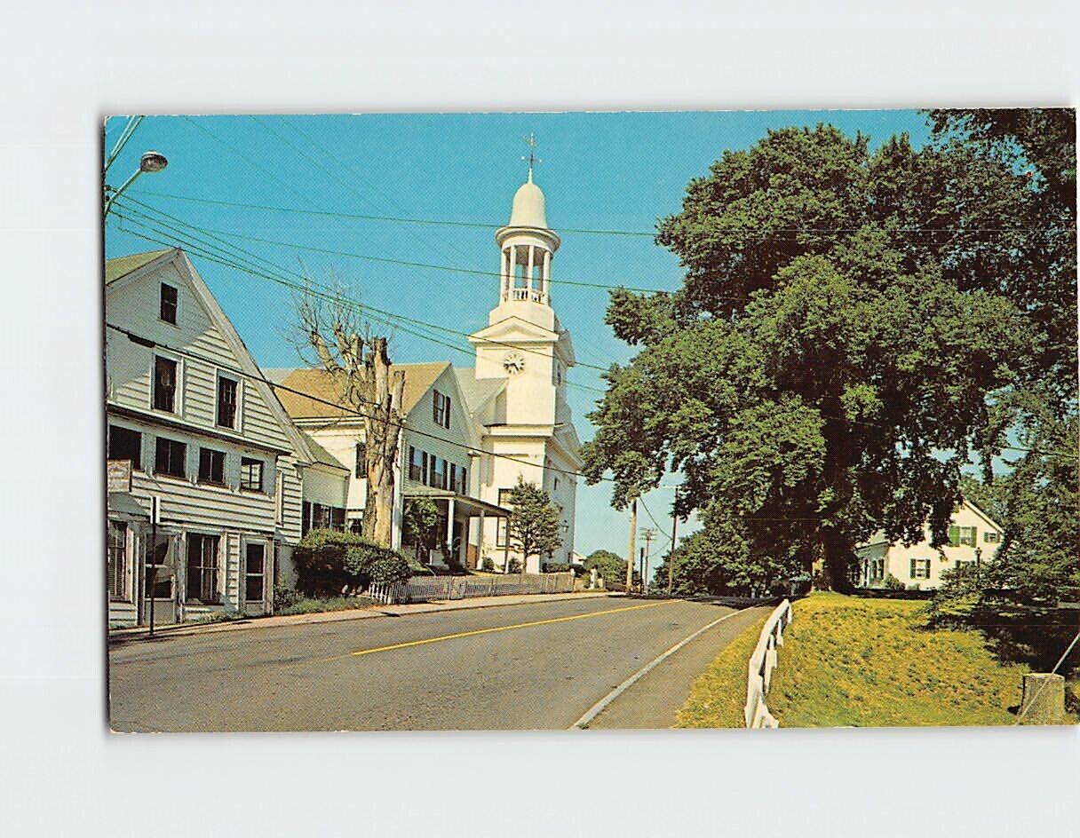 Postcard Main Street & Congregational Church Wellfleet Cape Cod Massachusetts