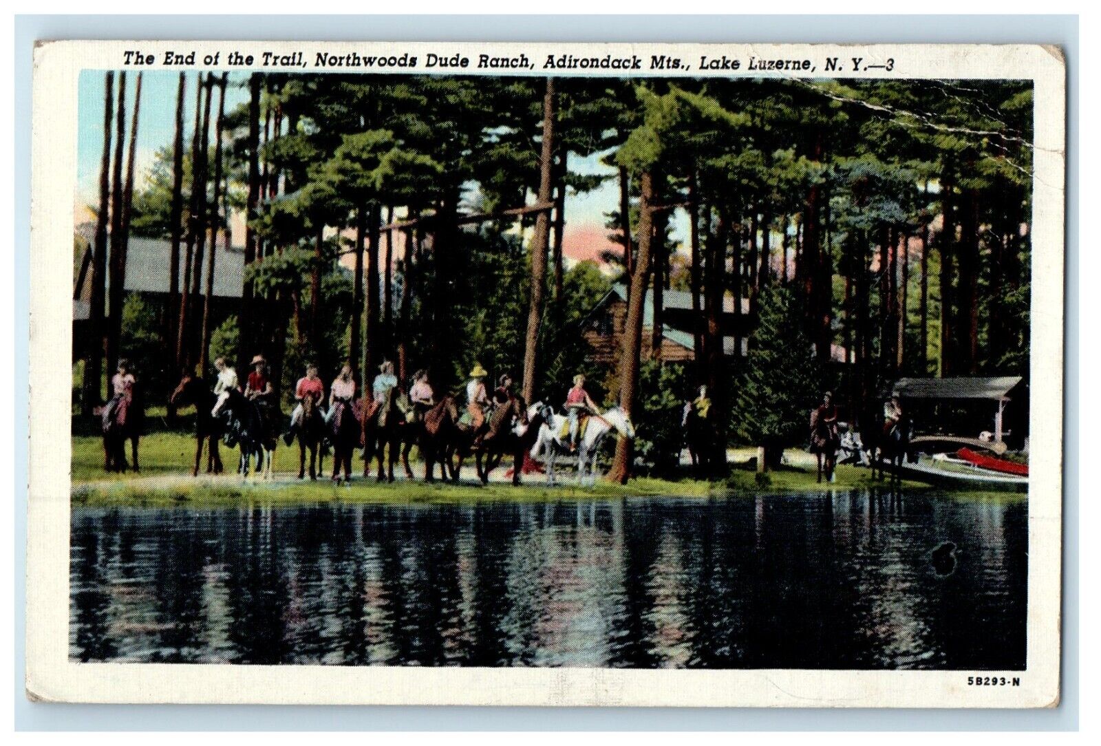 1947 Northwoods Dude Ranch Adirondacks Mts, Lake Luzerne New York NY Postcard