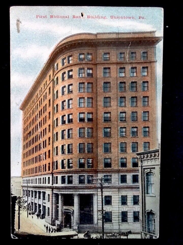 c1915 First National Bank Building, Uniontown, Pa. Vintage DB Postcard