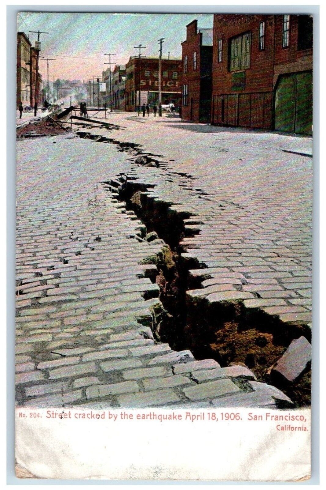 San Francisco California Postcard Street Cracked Earthquake 1909 Vintage Antique