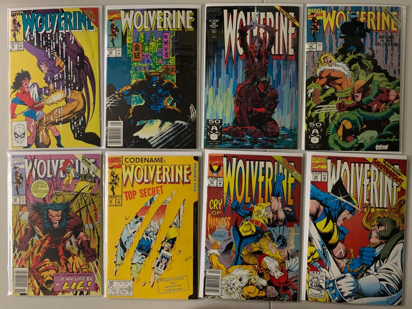 Wolverine lot #20-75 Marvel 1st Series 24 different books 6.0 FN (1990 to 1993)
