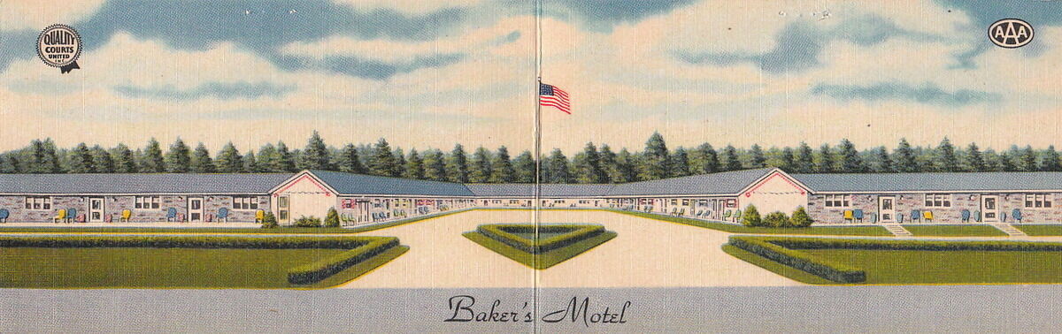 Double Postcard Baker\'s Motel Norwich OH 