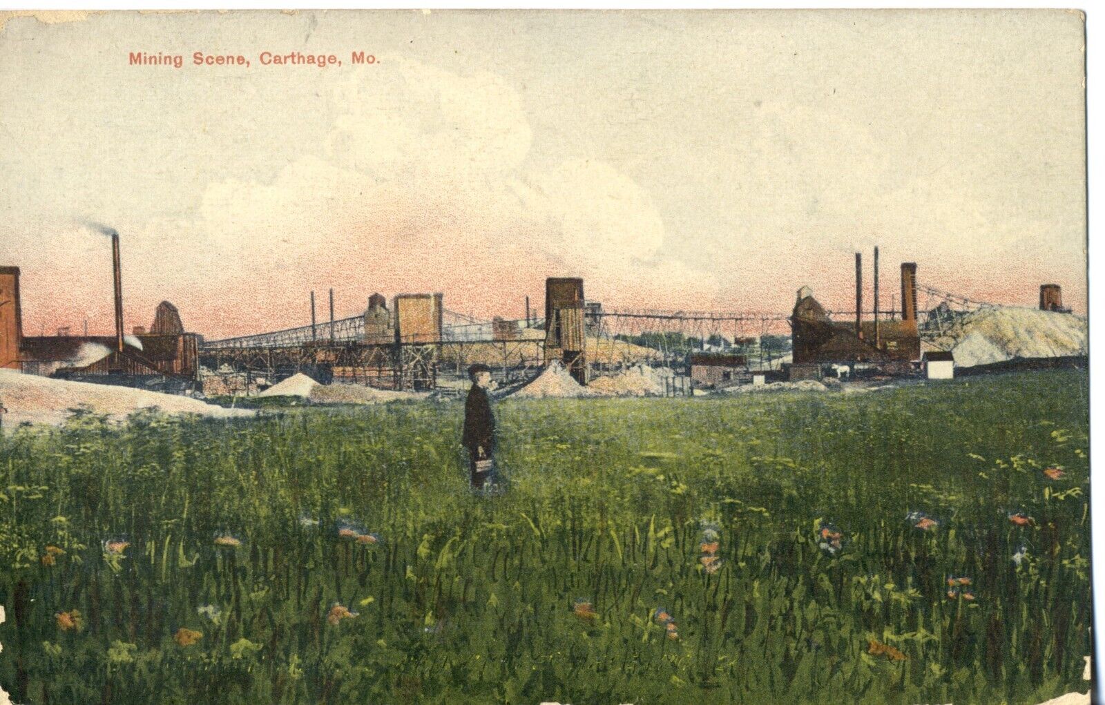 Lead or Zinc Mining Scene, Carthage, Mo. Missouri Postcard #127353