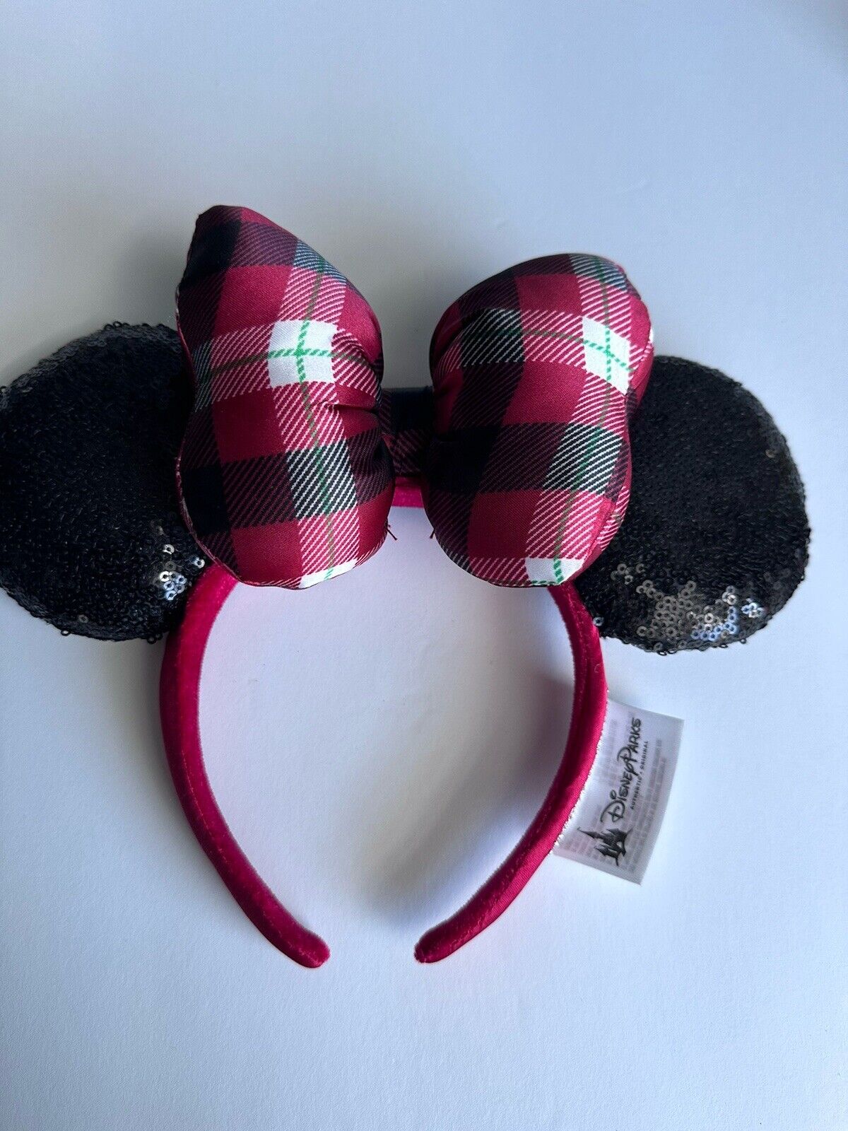 Disney Parks Christmas Plaid Minnie Mouse Ears Headband Merry and Bright 