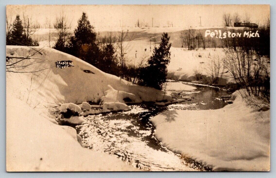 RPPC  Pellston  Michigan  Maple River  Real Photo Postcard  c1920