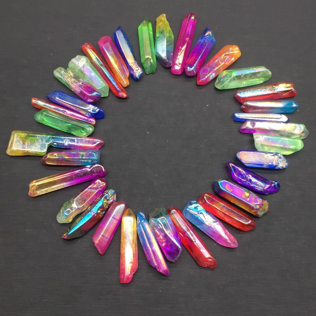  A Lot of Titanium Rainbow Aura Lemurian Quartz Crystal Point  Healing 10-25pcs