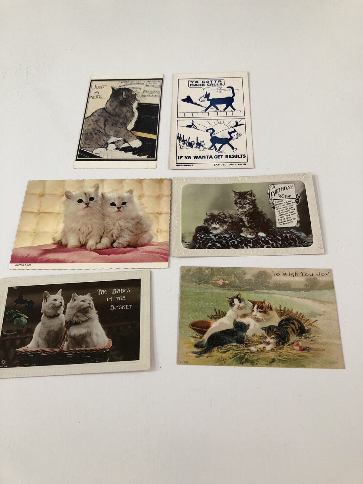 Antique/Vintage #2  LOT of 6 KITTY CAT POST CARDS COLLECTION