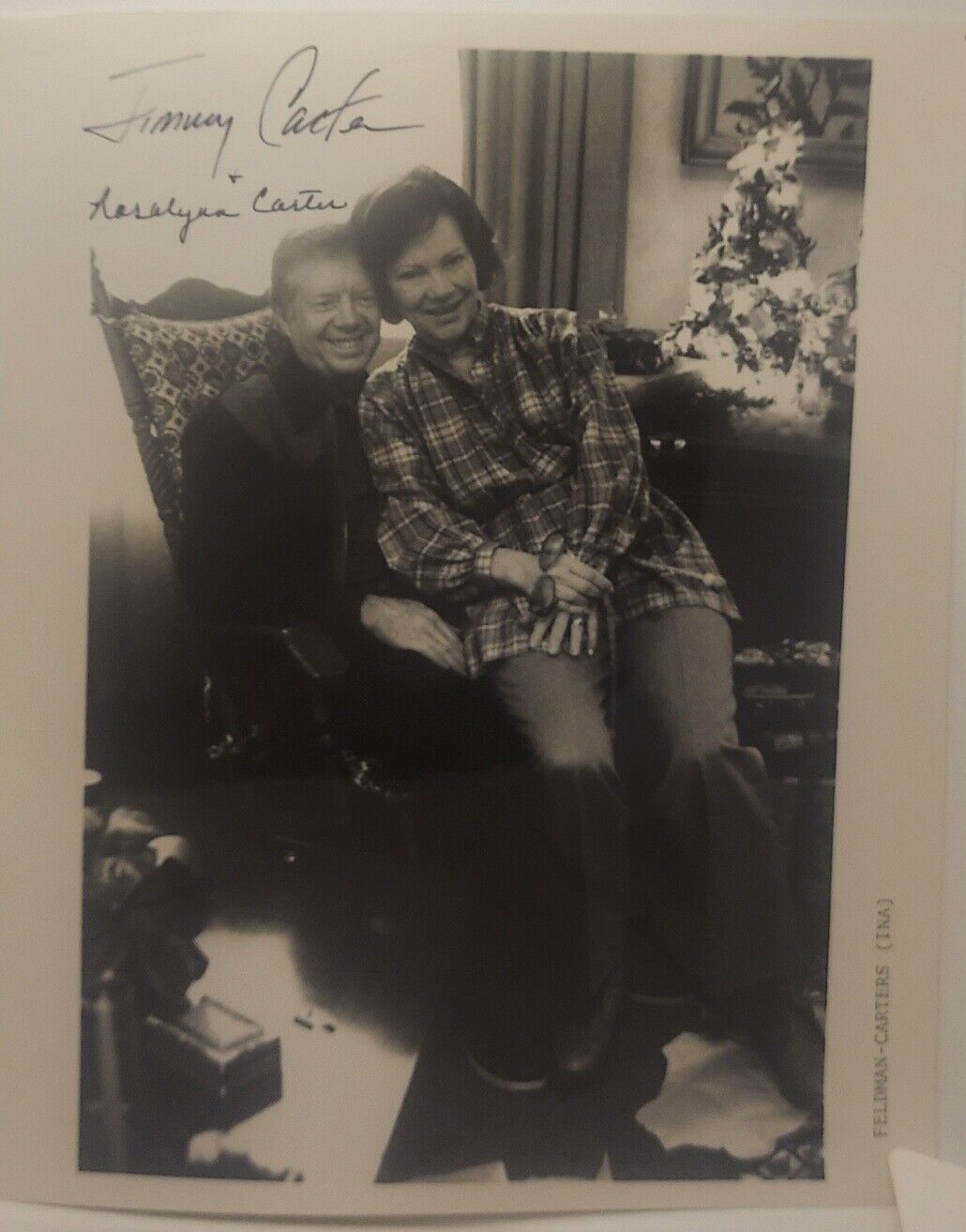 Jimmy Carter & Rosalynn Carter Signed 8x10 Vintage Photo Full Signature