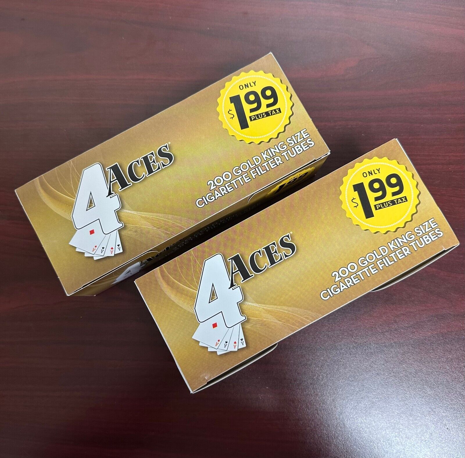 4 ACES Gold Light King Size Cigarette Tubes ~2 Packs