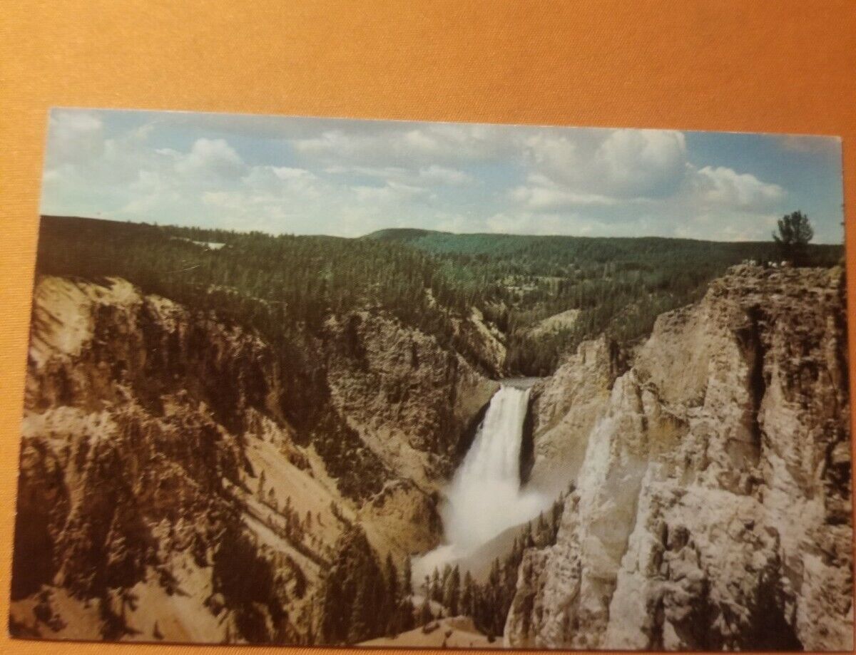 The Grand Canyon of the Yellowstone  Waterfall  Post card vintage Bozeman...