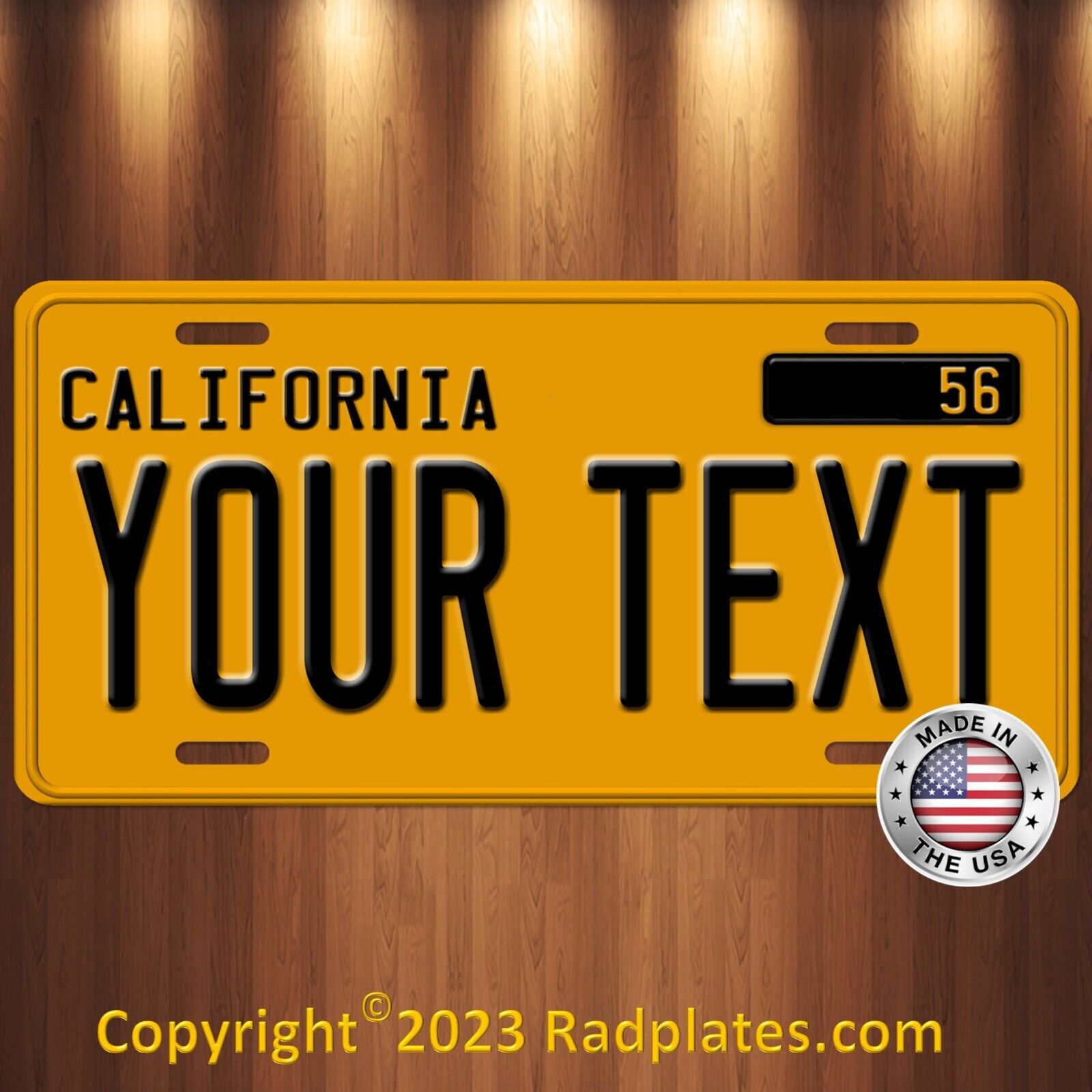 Vintage Replica 1950s yellow Custom California Aluminum License Plate Tag B